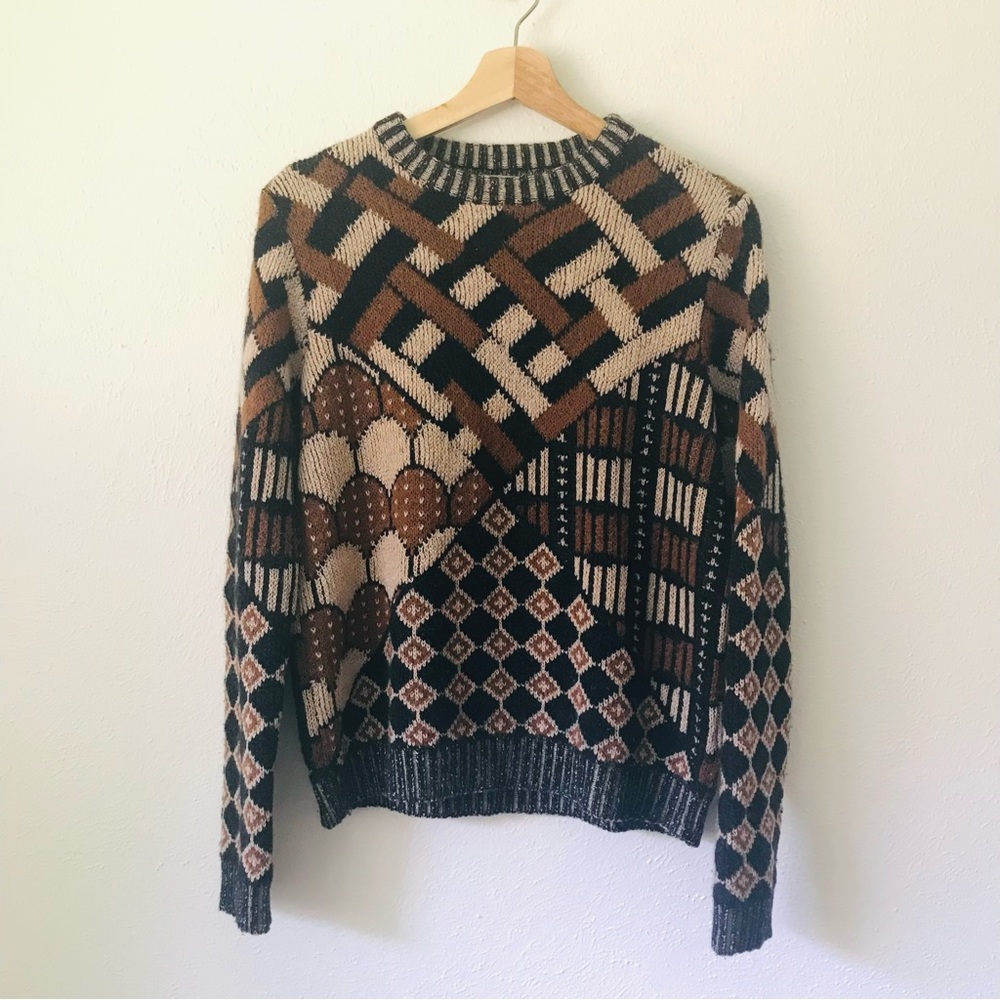Billy Reid Silk Wool Mohair Blend Sweater Black Cognac S Italian